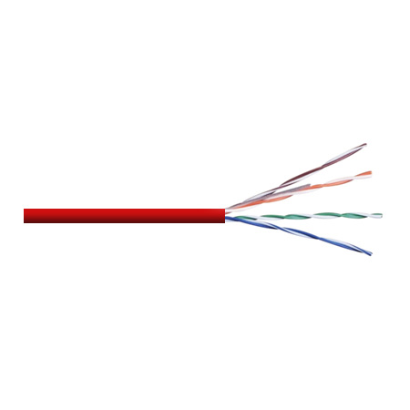 5BE244UTP/350M2R Remee 24 AWG 4 Pair Unshielded Twisted Pairs (UTP) Solid Bare Copper CMP Cat5e Plenum Network Cable - 1000' Pull Box - Red