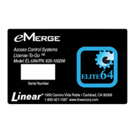 620-100266-VL Linear eMerge Elite-36 to eMerge Elite-64 System Upgrade License-to-Go Card - VL