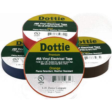 66CYEL L.H. Dottie 3/4 X 66' Premium Color Coding PVC Tape Yellow
