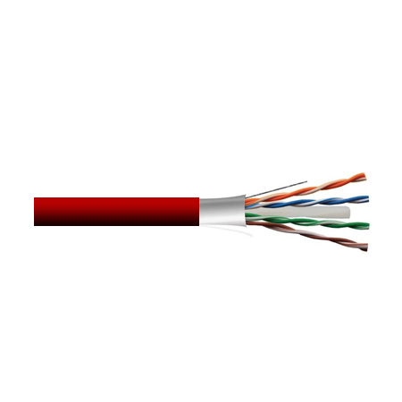 6RF234STPENHM1R Remee 23 AWG 4 Pair Shielded Twisted Pairs (STP) Solid Bare Copper CMR Cat6 Non-Plenum Network Cable - 1000' Reel - Red