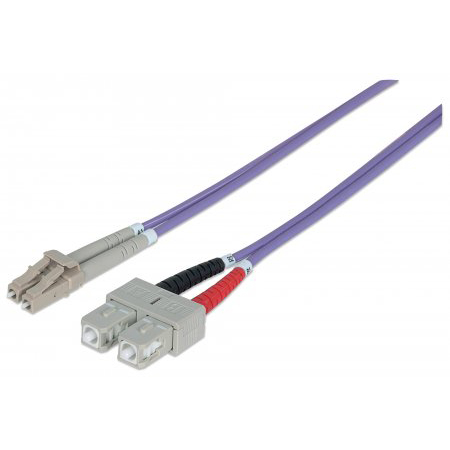 750929 Intellinet Fiber Optic Patch Cable Duplex - Multimode LC/SC - OM4 - 7.0 Feet - Violet