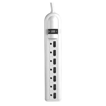 821807 Vanco Surge 7-Outlet with Slide Cover 6 ft Cord 1500 Jack