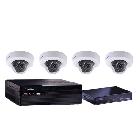 [DISCONTINUED] 88-SNEFD-000 Geovision 4 Channel NVR Security Bundle 200Mbps Max Throughput - 1TB w/ 4 Port PoE Switch and 4 x EFD 1.3MP Dome IP Security Cameras 12VDC/PoE