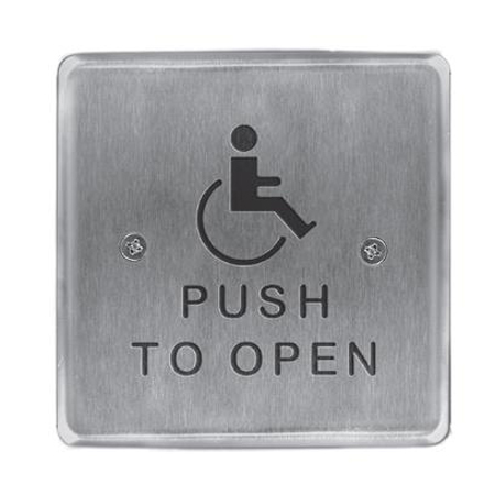 946H475-MO x 32D Dormakaba Rutherford Controls 4.75" Square Plate with Handicap Logo, Momentary x 32D