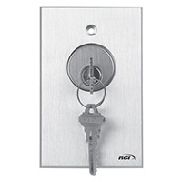 960-MOMO x 28 Dormakaba Rutherford Controls 2 x Momentary Action Tamper-Resistant Key Switch Brushed Anodized Aluminum Faceplate
