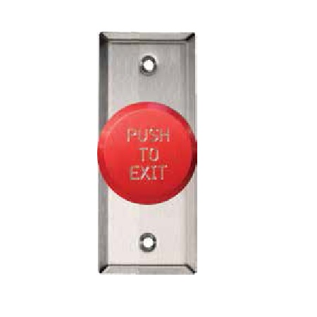 991N-REPTDX32D Dormakaba Rutherford Controls Narrow Mullion Plate Push to Exit Button in 32D - Red