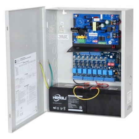 AL400ACM220 Altronix 8 Channel Output 3Amp 24VDC or 4Amp 12VDC Access Control Power Supply 1.2Amp 220VAC Input in UL Recognized NEMA 1 Indoor 12.25 W x 15.5 H x 4.5 D Steel Electrical Enclosure