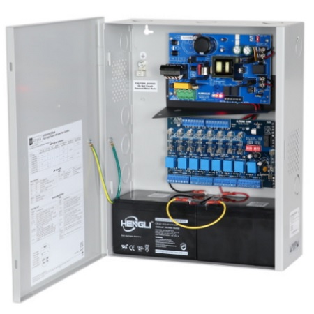AL600ACM220 Altronix 8 Channel 6Amp 24VDC or 6Amp 12VDC Access Control Power Supply in UL Listed NEMA 1 Indoor 12.25 W x 15.5 H x 4.5 D Steel Electrical Enclosure