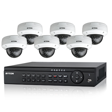 AVK-HN41V6-3T AVYCON 8 Channel NVR Kit 64Mbps Max Throughput - 3TB w/ 6 x 4MP Outdoor IR Dome IP Security Cameras
