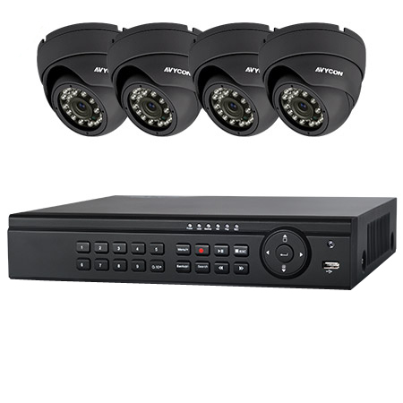 AVK-T71E4-1T AVYCON 4 Camera Package - 720P 1.3MP HD-TVI Value Bundle with 4 Eyeball Cameras and 4CH DVR Including 1TB HDD