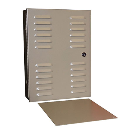 [DISCONTINUED] BW-100BPR Mier Metal NEMA 1 Indoor Electrical Enclosure with Louvers in the Door with Removable Back-Panel, Knockouts and a Cam Lock - Red