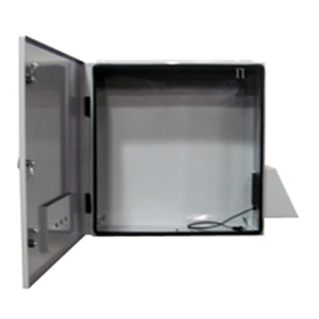 BW-124FCSS Mier NEMA Type 3R Outdoor 24" W x 24" H x 8" D Stainless Steel Enclosure with Thermostat and Fan - Gray w/ Internal Removable 22" W x 22" H Back-Panel