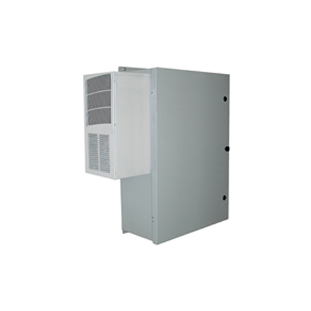 BW-136ACHT Mier NEMA Type 4 Outdoor 24" W x 36" H x 12" D Metal Enclosure - Gray w/ Removable 22" W x 34" H Back-Panel, 500W Heater, 2000 BTU AC unit, Filter and Lock