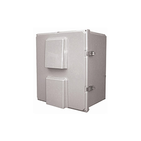 BW-FC181610-12V Mier NEMA Type 3R Outdoor 18" W x 16" H x 10" D Polycarbonate Electrical Enclosure with Thermostat and 12V Fan - Gray - Solid Door