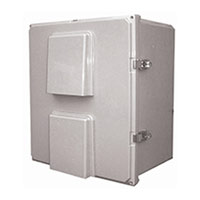 BW-FC181610-24V Mier NEMA Type 3R Outdoor 18" W x 16" H x 10" D Polycarbonate Electrical Enclosure with Thermostat and 24V Fan - Gray - Solid Door