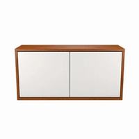 C3C2D2M7HB3ZP001 Middle Atlantic Pre-Configured C3 2 Bay 49" W x 32" H x 10" D Credenza with Frost White Gloss Doors - High Pressure Laminate Surface Material - Glamour Cherry