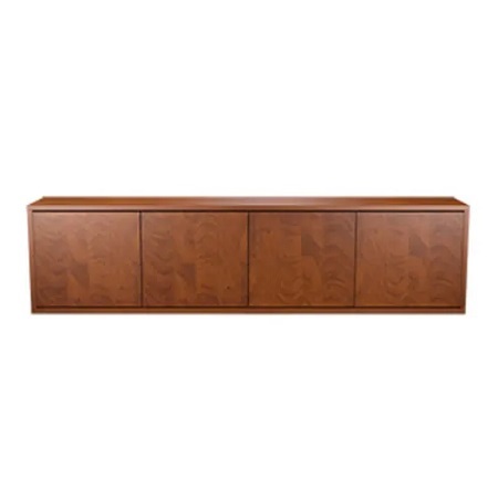 C3C4D2MSTASZP001 Middle Atlantic Pre-Configured C3 4 Bay 96" W x 32" H x 10" D Credenza with Solid Doors - Thermolaminate Surface Material - Auburn Stream