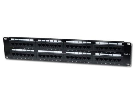 7P-48TK11C6C-BK Pro's Kit Cat6 Patch Panel 48 Port 2U Rack Mount - Straight Entry