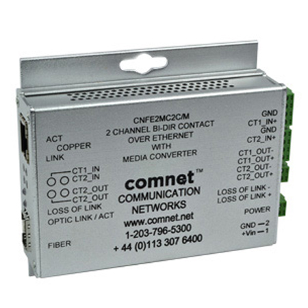 CNFE2MC2C Comnet 100Mbps Media Converter with 2 Contact Closures