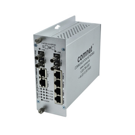 CNFE6Plus2USPOE-S Comnet 8 Port 10/100 Mbps Ethernet Self-Managed Switch 2FX Single Mode 6TX