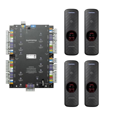 CSR-4DR-R2 Suprema CoreStation CS-40 4-Door Access Control Kit with 4 x BER2-OD BioEntry R2 125kHz and 13.56Mhz Dual RFID Fingerprint Slave Readers