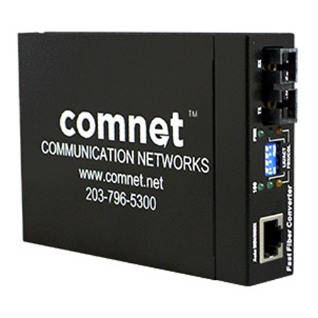 CWFE2SCS2 Comnet Commercial Grade 100Mbps Media Converter SM 2 Fiber SC Connector Power Supply Included