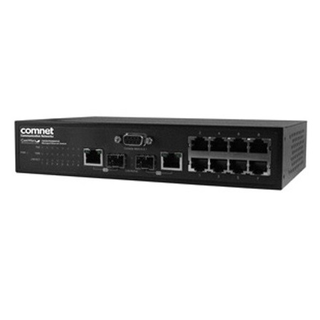 CWGE2FE8MSPOE+ Comnet Commercial Grade Managed Ethernet Switch (8) 10/100TX Power Over Ethernet (PoE+) Ports (2) 10/100/1000TX or 1000FX SFP Ports