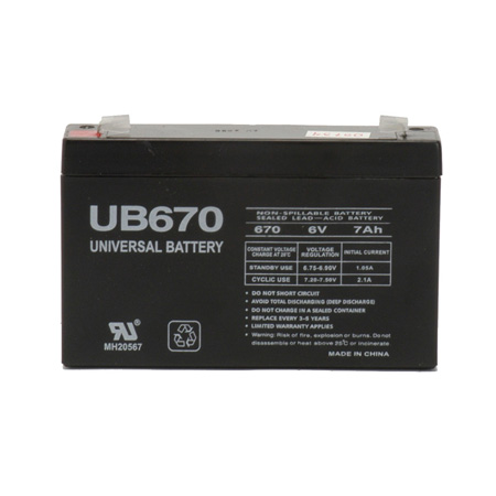 D5734 UPG UB670 Sealed Lead Acid Battery 6 Volts/7Ah - F1 Terminal