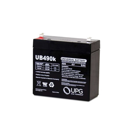 D5798 UPG UB490 Sealed Lead Acid Battery 4 Volts/9Ah - F1 Terminal