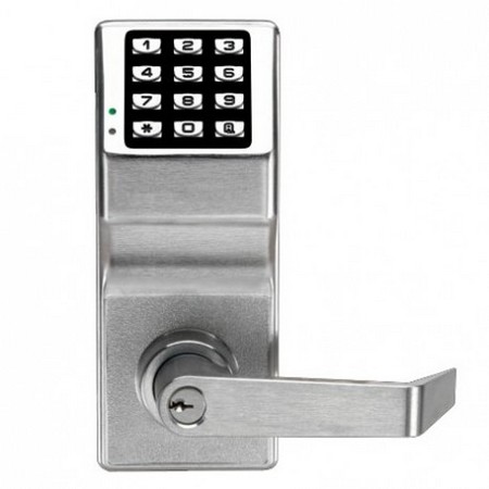 DL2700LDIC-26D Alarm Lock Standalone Pushbutton Cylindrical Lock - Lever Trim - US26D Satin Chrome Finish