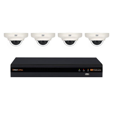 DW-VA4BUN1 Digital Watchdog 4 Channel HD-TVI/AHD/Analog DVR Up to 40FPS Total @ 5MP - 1TB w/ 4 x 2MP Outdoor IR Dome IP Security Cameras
