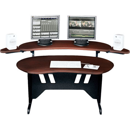 EL-DC Middle Atlantic 84 Inch Edit Center Desk with Overbridge (Dark Cherry)