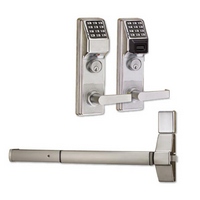 ETDLS1G-3S88 Alarm Lock Exit Trim Lock - Straight Lever with Keypad - Polished Brass Finish