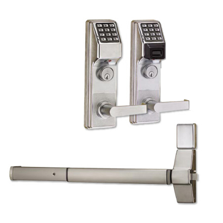 ETPDLS1G-3P11 Alarm Lock Exit Trim Lock - Straight Lever with Proximity & Keypad - Polished Brass Finish