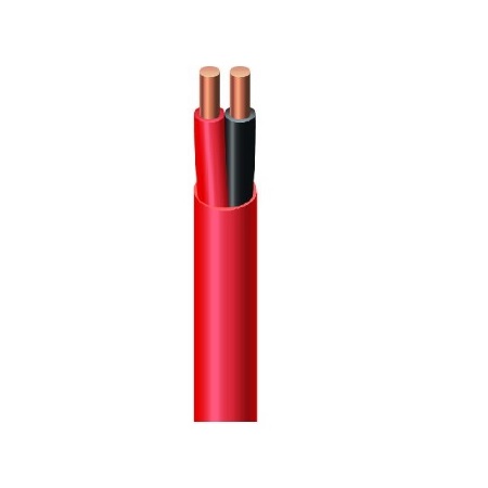 G40006-1G Southwire 18 AWG 2 Conductors Shielded Solid Bare Copper FPLR Plenum Fire Alarm Cable - 1000' - Red