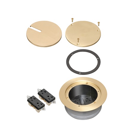 FLBC5570MB Arlington Industries Recessed Cover Kits for 5.5 Inch Round Concrete Box - Brass