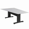 FM-TAN-0905430-D8B Middle Atlantic Forum 90" Angle Table for 5 to 7 People, 30" Seated Height, Designer White Table Top with Dark Table Base - Black