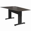 FM-TAN-0905438-A3B Middle Atlantic Forum 90" Angle Table for 5 to 7 People, 38" Counter Height, Asian Night Table Top with Dark Table Base - Black