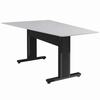 FM-TAN-0905438-D8B Middle Atlantic Forum 90" Angle Table for 5 to 7 People, 38" Counter Height, Designer White Table Top with Dark Table Base - Black