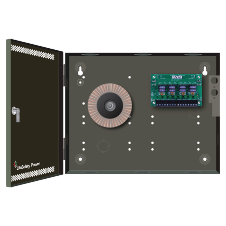FPA100A-A8E5 LifeSafety Power 4 Amp 24VAC Access Control and CCTV Power Supply in UL Listed Indoor 11" W x 8.5" H x 3" D Electrical Enclosure