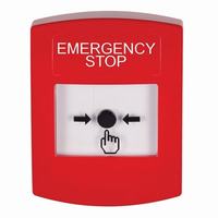 GLR001ES-EN STI Red Indoor Only No Cover Key-to-Reset Push Button with EMERGENCY STOP Label English