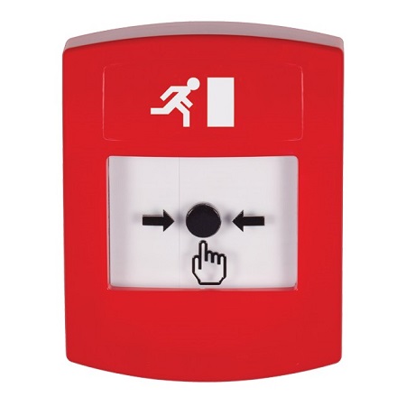 GLR001RM-EN STI Red Indoor Only No Cover Key-to-Reset Push Button with Running Man Icon English