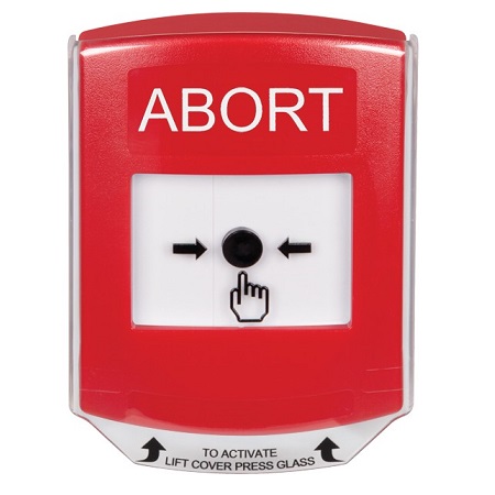 GLR021AB-EN STI Red Indoor Only Shield Key-to-Reset Push Button with ABORT Label English