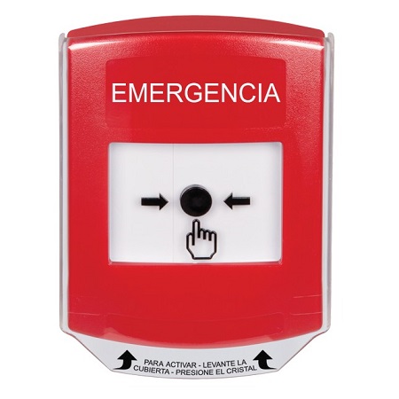 GLR021EM-ES STI Red Indoor Only Shield Key-to-Reset Push Button with EMERGENCY Label Spanish