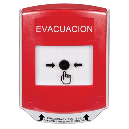 GLR021EV-ES STI Red Indoor Only Shield Key-to-Reset Push Button with EVACUATION Label Spanish