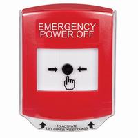 GLR021PO-EN STI Red Indoor Only Shield Key-to-Reset Push Button with EMERGENCY POWER OFF Label English