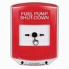 GLR021PS-EN STI Red Indoor Only Shield Key-to-Reset Push Button with FUEL PUMP SHUT-DOWN Label English