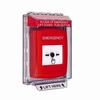 GLR031EM-EN STI Red Indoor/Outdoor Low Profile Flush Mount Key-to-Reset Push Button with EMERGENCY Label English