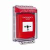 GLR031ES-EN STI Red Indoor/Outdoor Low Profile Flush Mount Key-to-Reset Push Button with EMERGENCY STOP Label English