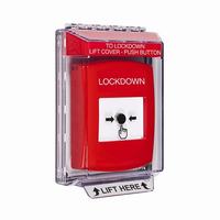 GLR031LD-EN STI Red Indoor/Outdoor Low Profile Flush Mount Key-to-Reset Push Button with LOCKDOWN Label  English